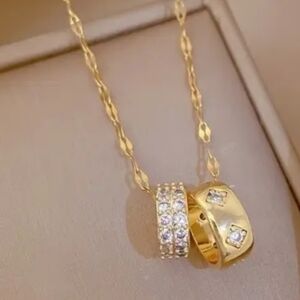 Gold P necklace with crystal accents Gift Box